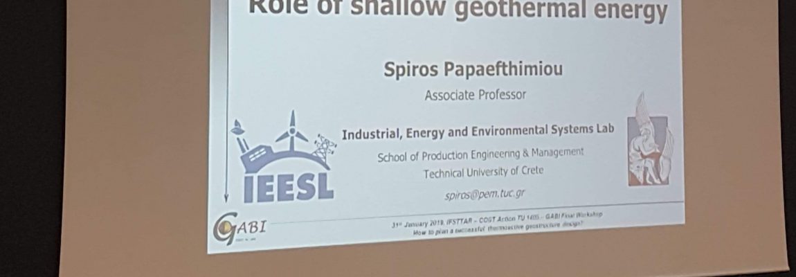 Invited presentation for the Final Workshop in Geothermal Applications for building and infrastructures